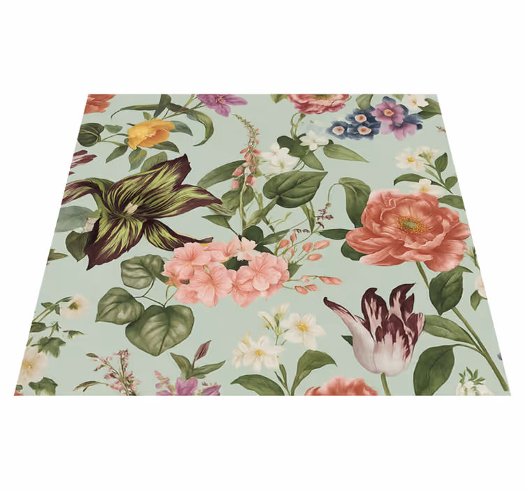 Colorful spring floral bedroom vinyl rug - TenStickers