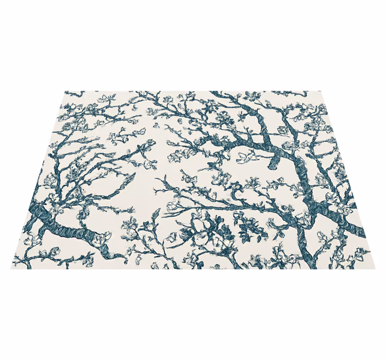 Dark blue tree design bedroom vinyl rug - TenStickers