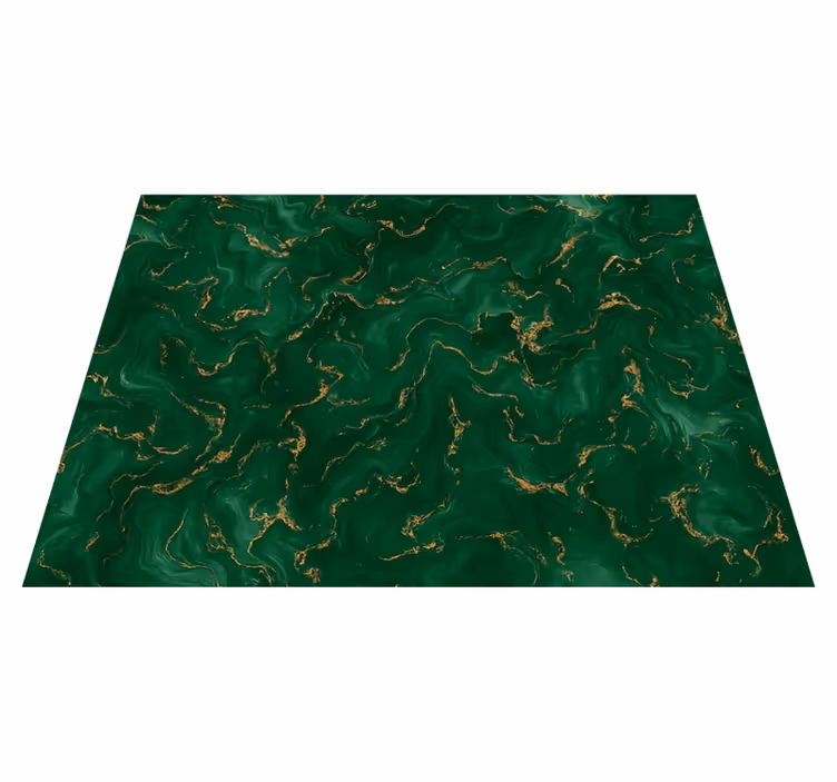 Emerald green with gold marble bedroom vinyl rug - TenStickers