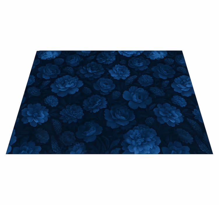 Bedroom vinyl rug dark blue floral design - TenStickers