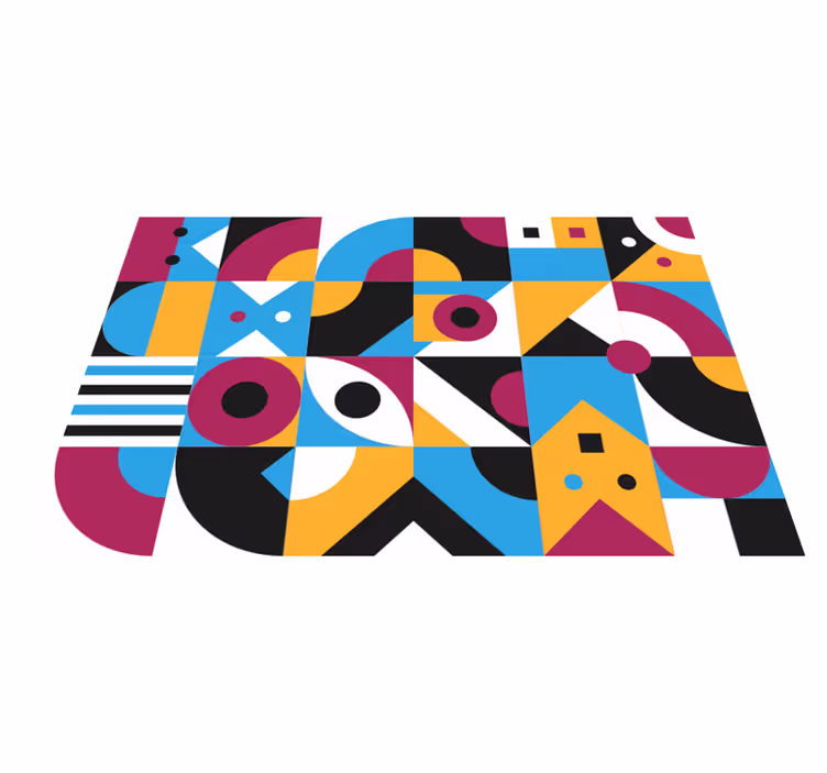 Geometric vinyl rug in vibrant geometric colors - TenStickers