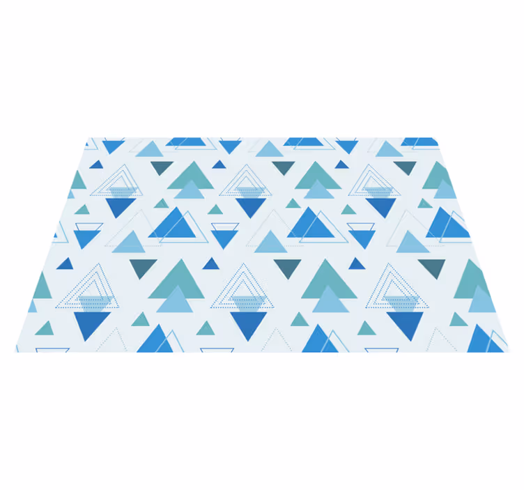 Geometric vinyl rug with blue triangle design - TenStickers