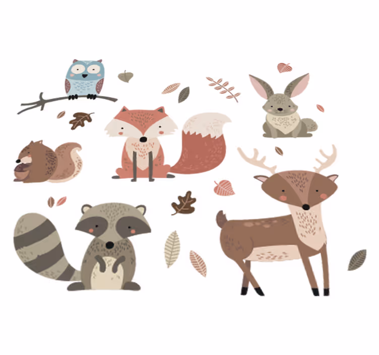 Kids vinyl rug autumn animal stickers - TenStickers