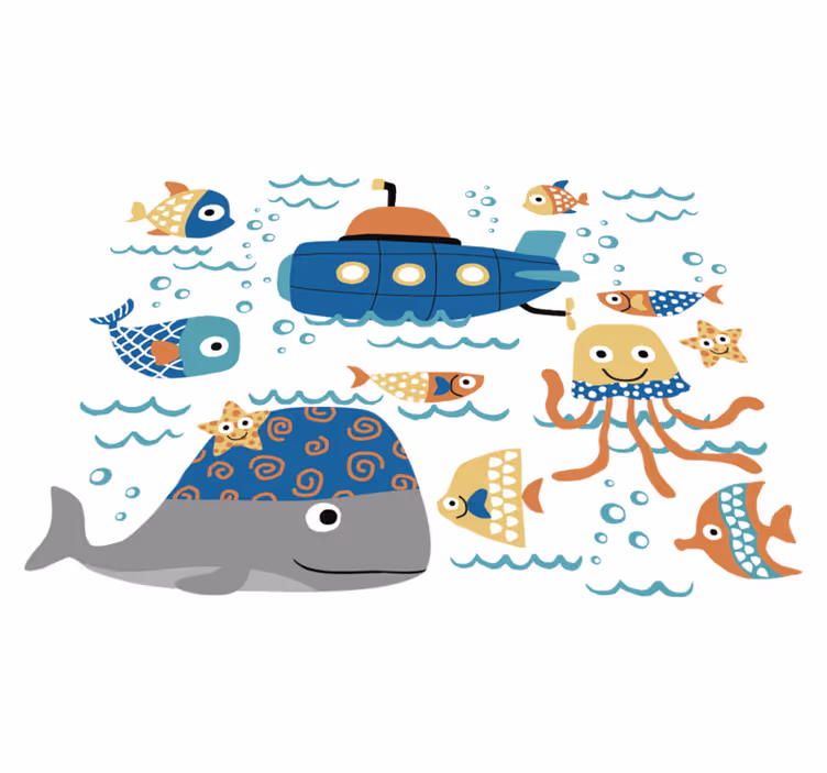 Kids vinyl rug with marine patterns - TenStickers
