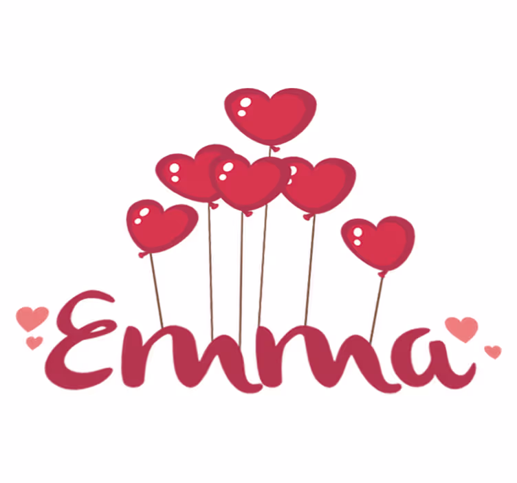 Kids vinyl rug with heart balloons and name - TenStickers