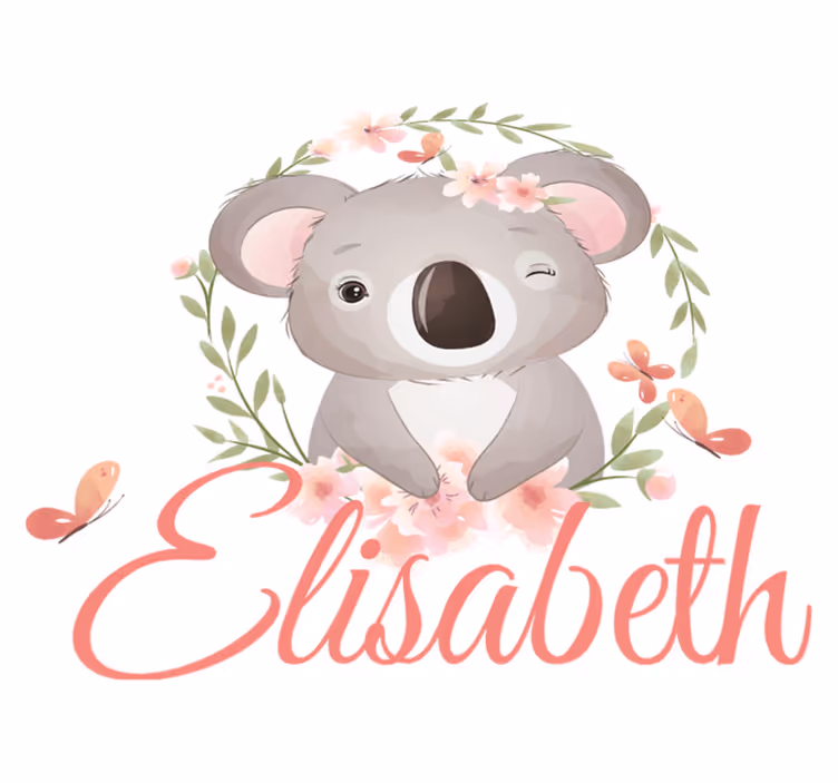 Kids vinyl rug cute koala animals with name - TenStickers