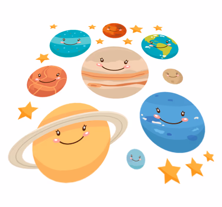 Kids vinyl rug solar system planet stickers - TenStickers