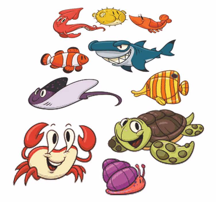 Kids vinyl rug colorful fish collection - TenStickers