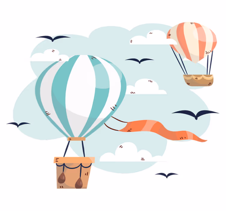 Kids vinyl rug hot air balloons and clouds - TenStickers