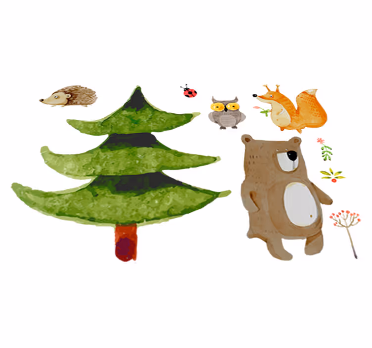 Kids vinyl rug featuring woodland creatures - TenStickers