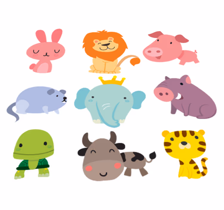 Kids vinyl rug with children's animal stickers - TenStickers