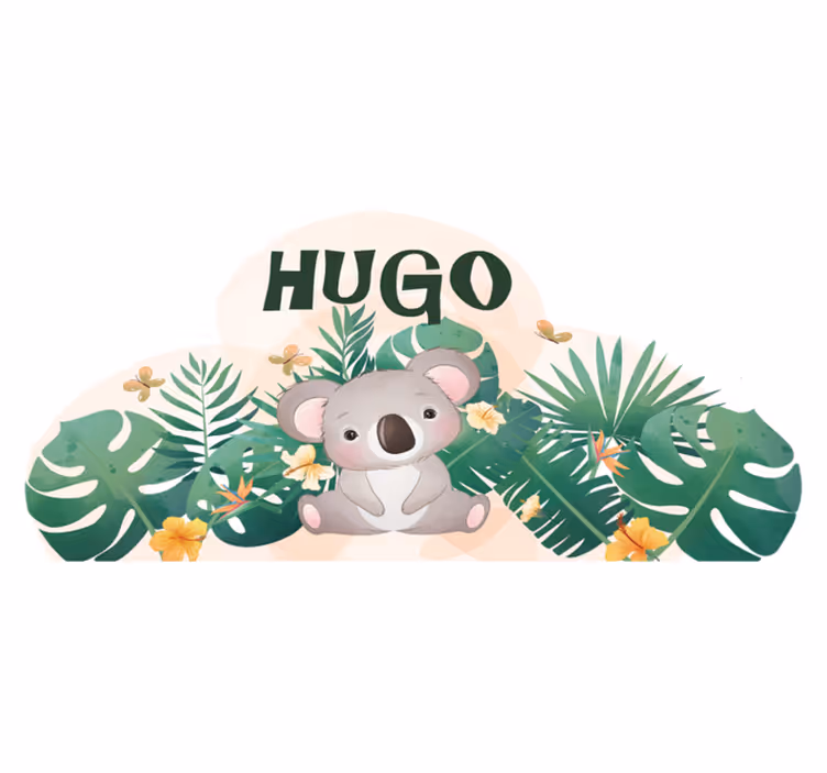 Kids vinyl rug cute koala for boy with name - TenStickers