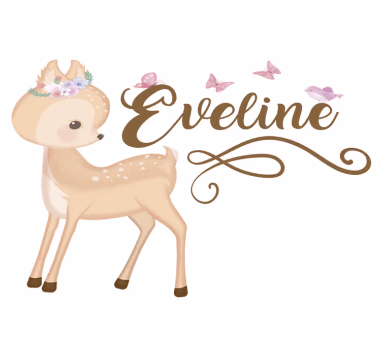 Kids vinyl rug personalised deer sticker - TenStickers