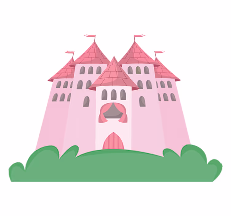 Kids vinyl rug in pink castle design - TenStickers
