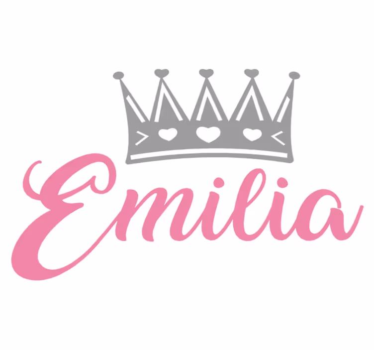 Kids vinyl rug with silver crown and pink name - TenStickers