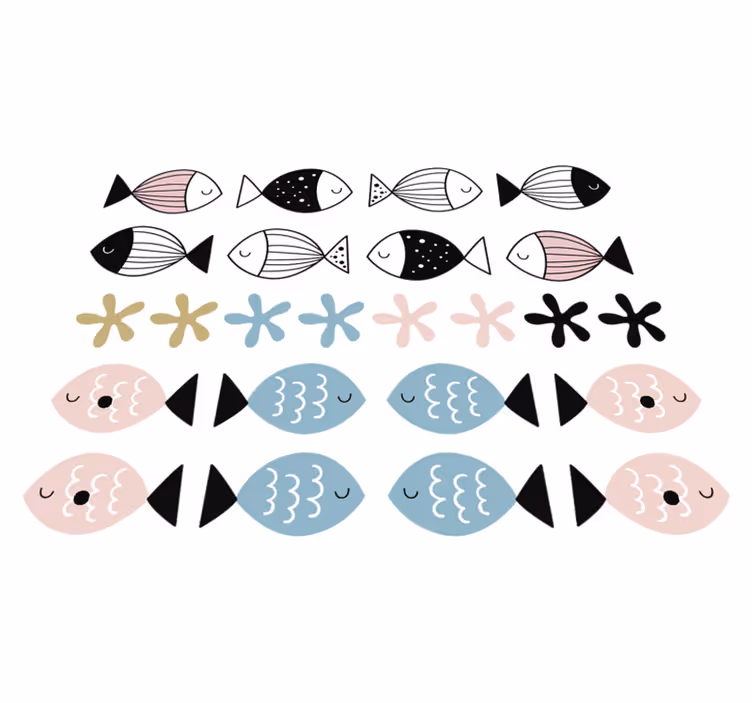 Kids vinyl rug with textured fish design - TenStickers