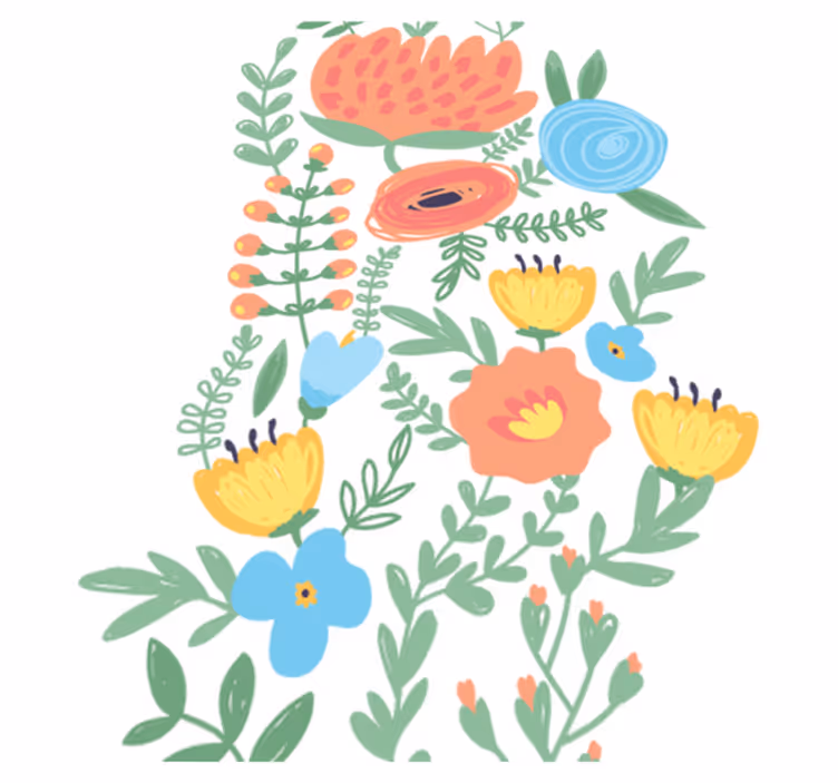 Kids vinyl rug floral door sticker - TenStickers
