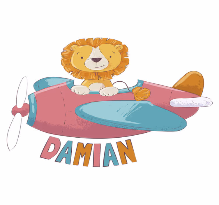 Kids vinyl rug personalized lion - TenStickers