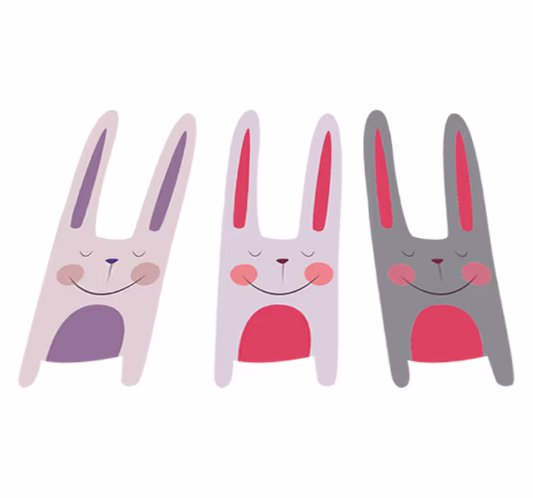 Kids vinyl rug three cheerful rabbits - TenStickers