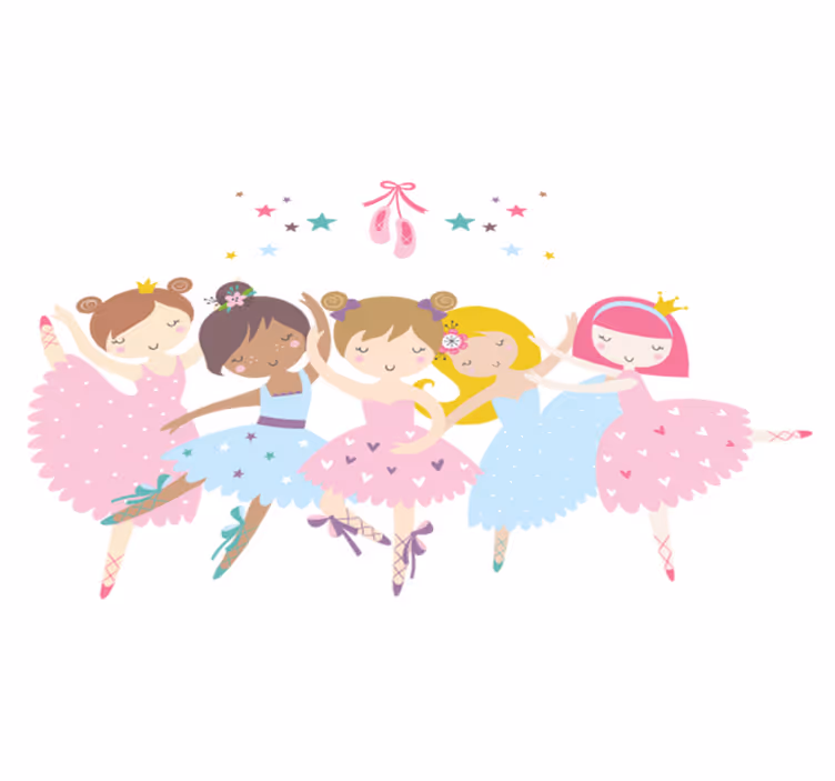 Kids vinyl rug ballet stars colorful design - TenStickers