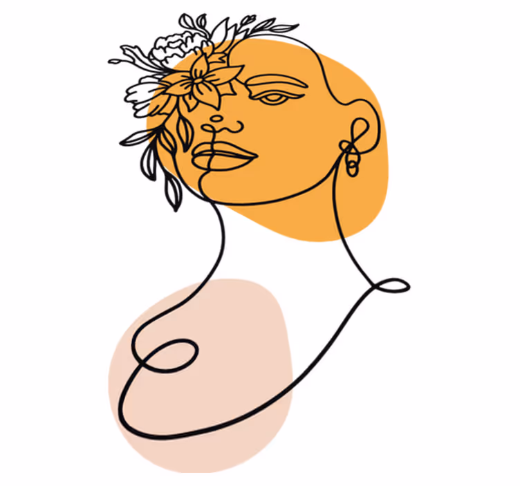 Bedroom vinyl rug featuring a minimalist woman portrait - TenStickers