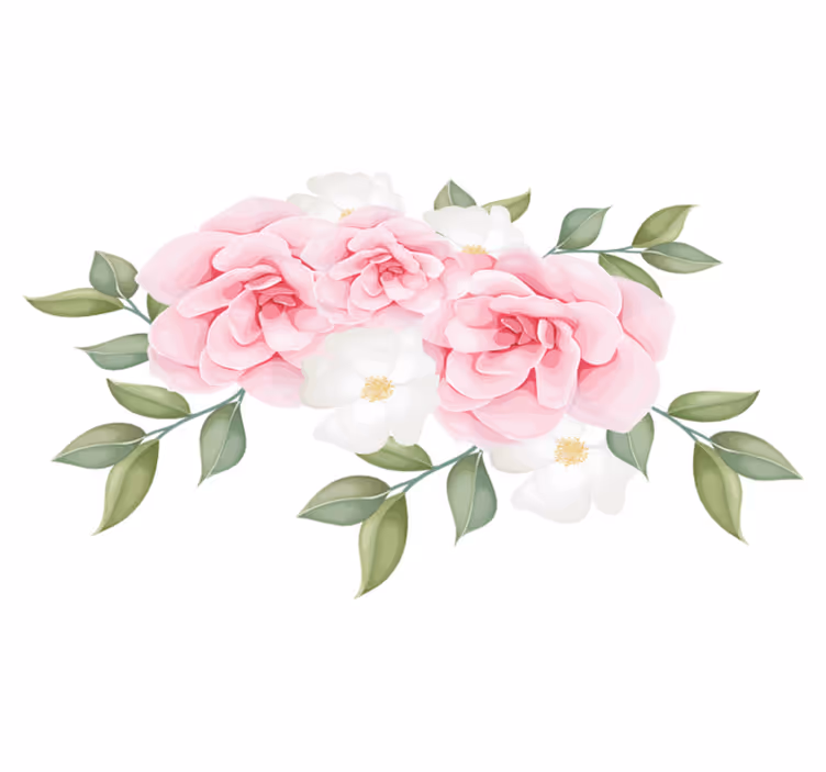 Bedroom vinyl rug elegant pink flowers - TenStickers