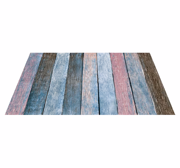 Bedroom vinyl rug with rustic colorful wood planks - TenStickers