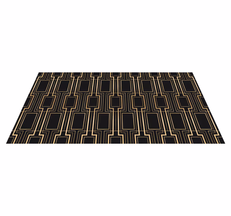 Bedroom vinyl rug in golden and black decor pattern - TenStickers