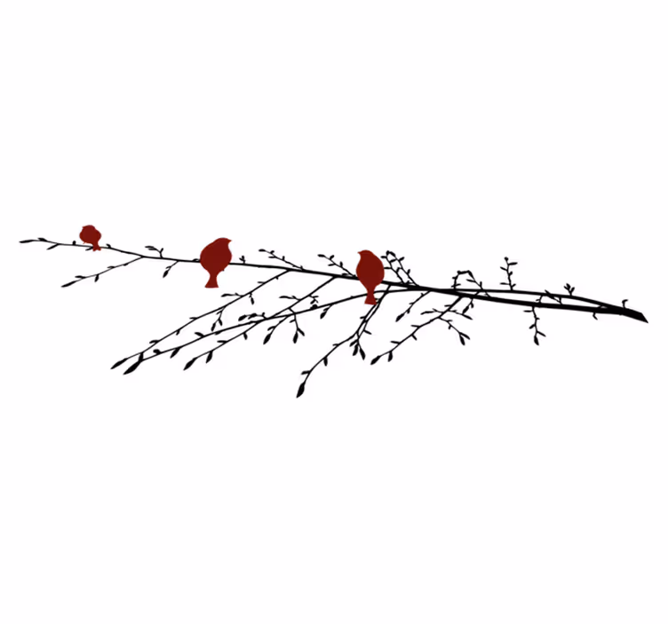 Bedroom vinyl rug with red birds on branch - TenStickers