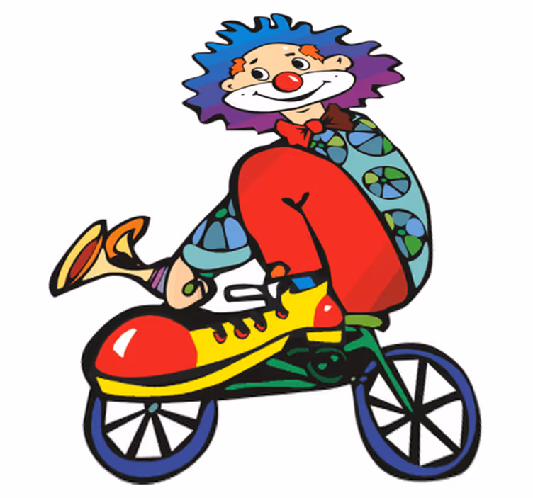 Kids vinyl rug clown on a bike - TenStickers
