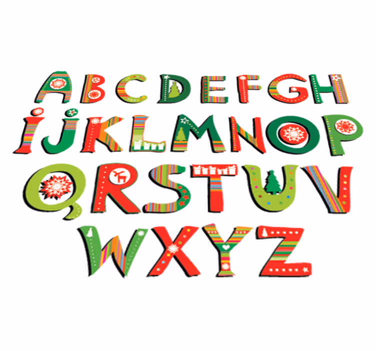 Kids vinyl rug with green and red letters - TenStickers