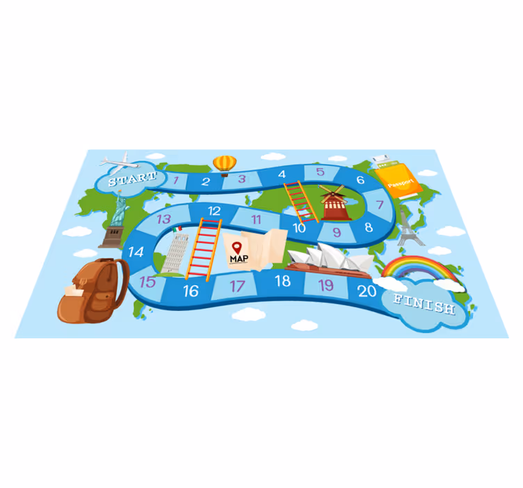 Gaming vinyl rug board game around the world - TenStickers