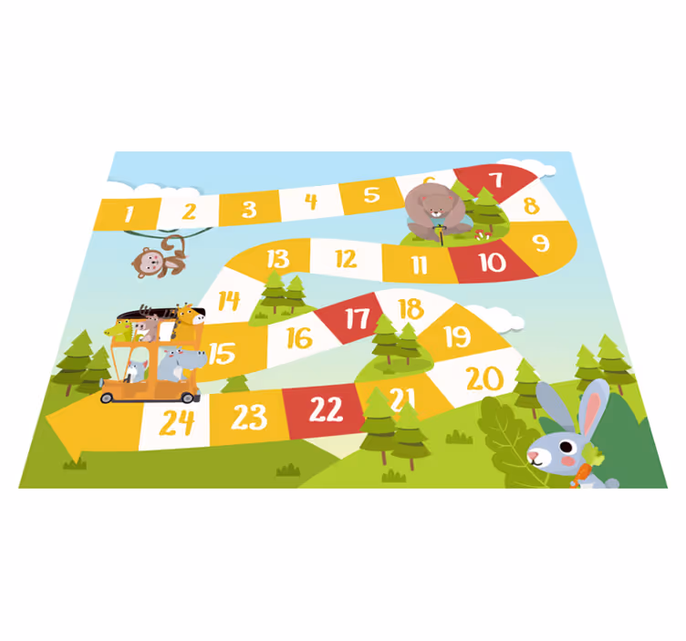 Gaming vinyl rug cartoon wildlife board game - TenStickers