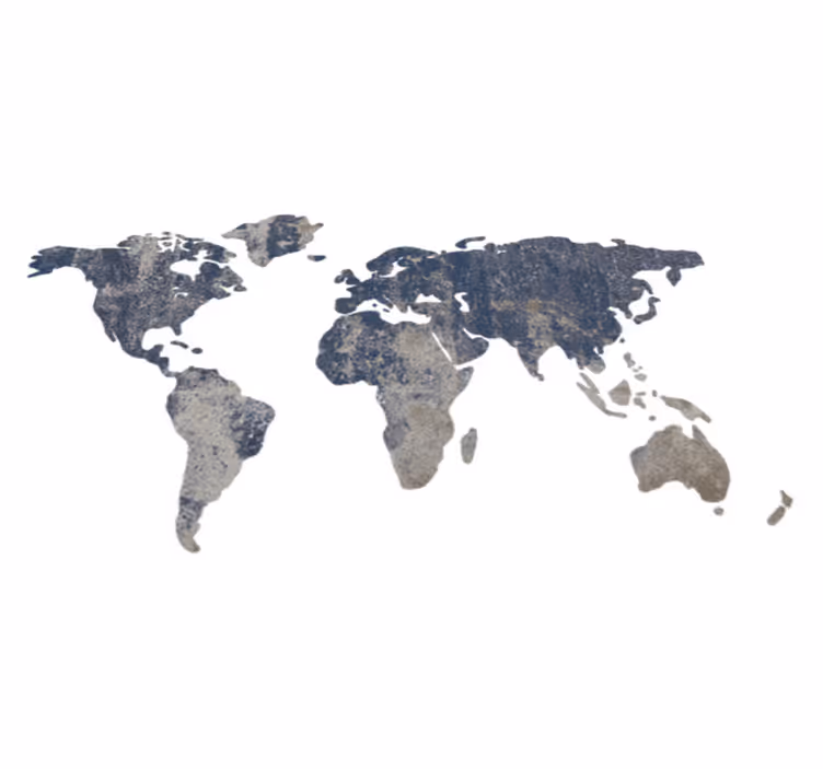 World map vinyl rug blue textured wall design - TenStickers