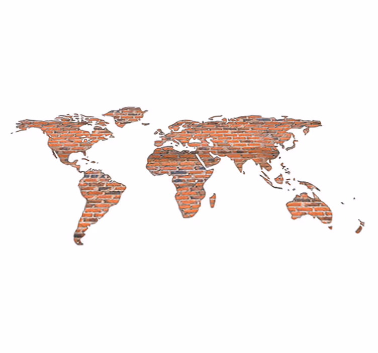 World map vinyl rug brick wall mural - TenStickers
