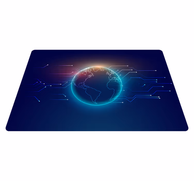 World map vinyl rug geometric telecommunications map - TenStickers