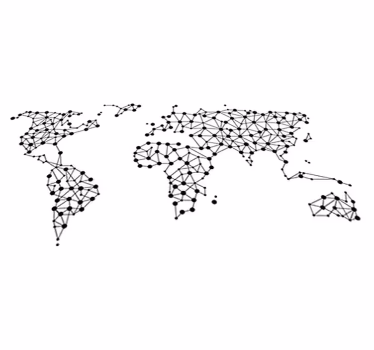 World map vinyl rug with linked locations - TenStickers