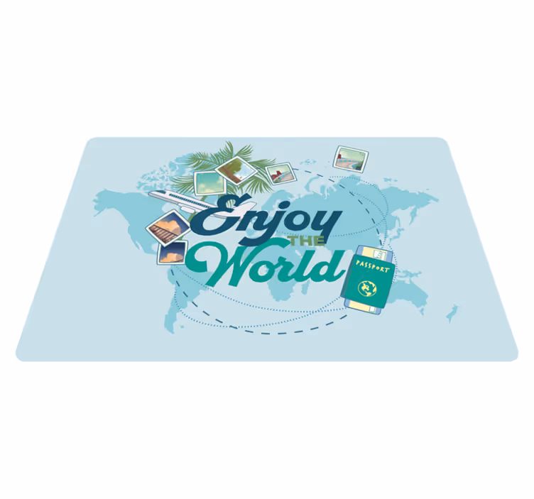 World map vinyl rug enjoy the world map - TenStickers
