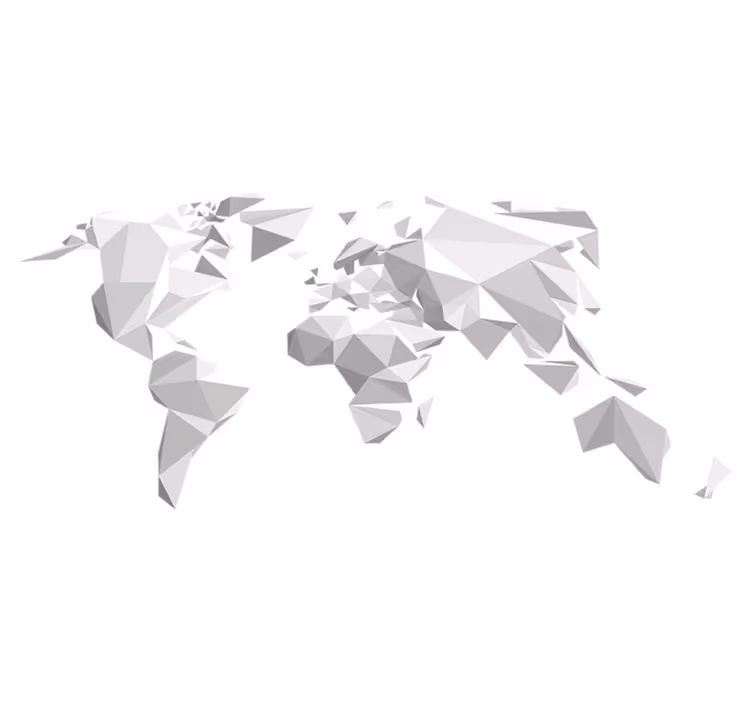 Grey origami design world map vinyl rug - TenStickers