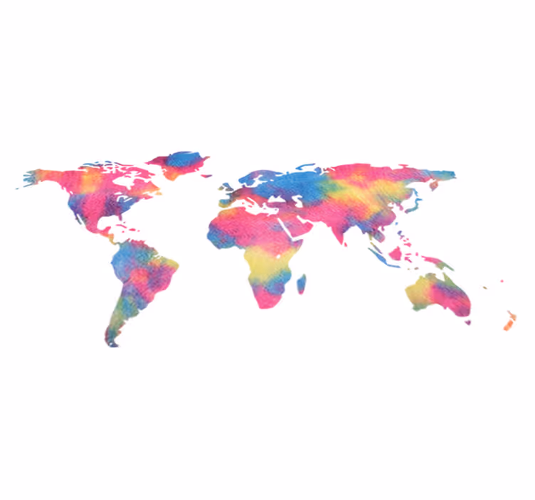 World map vinyl rug in tie dye pattern - TenStickers