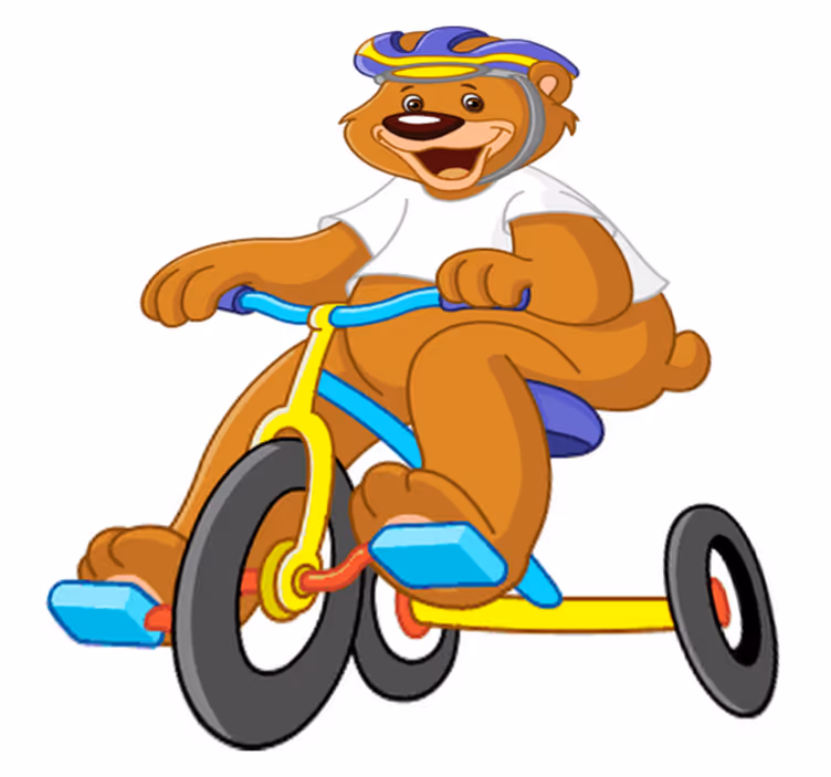 Kids vinyl rug bear on a bicycle - TenStickers