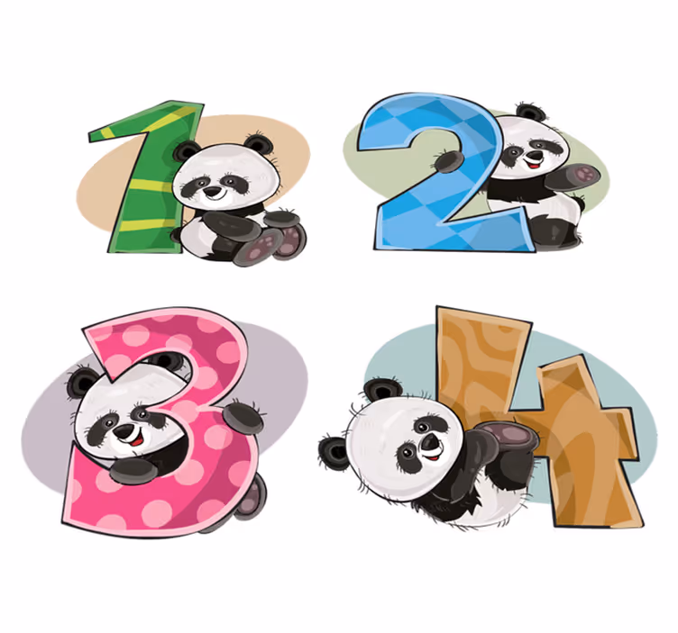 Kids vinyl rug with 4 pandas - TenStickers