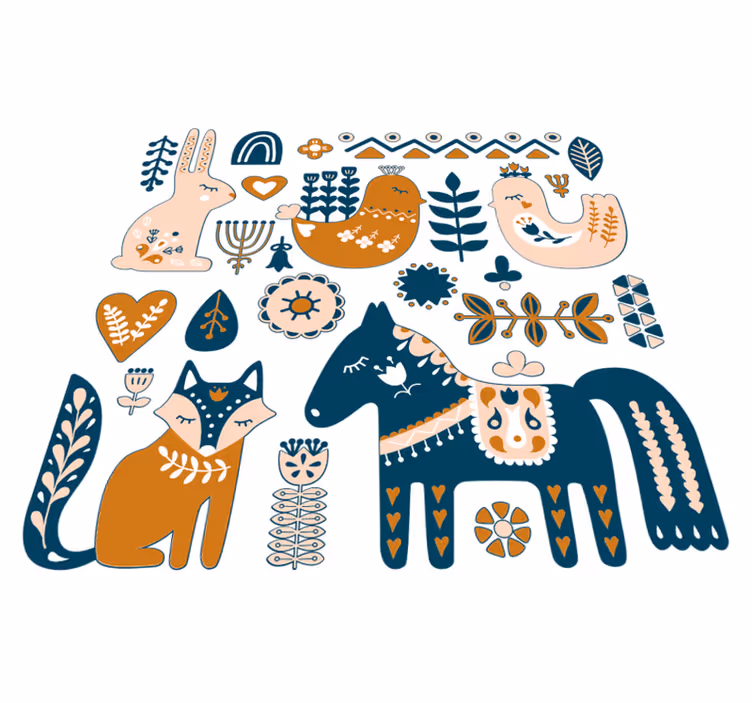 Kids vinyl rug with nordic style forest animals - TenStickers