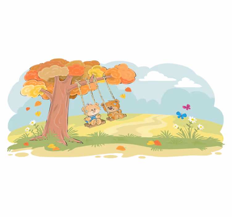 Kids vinyl rug teddy bears in the woods - TenStickers