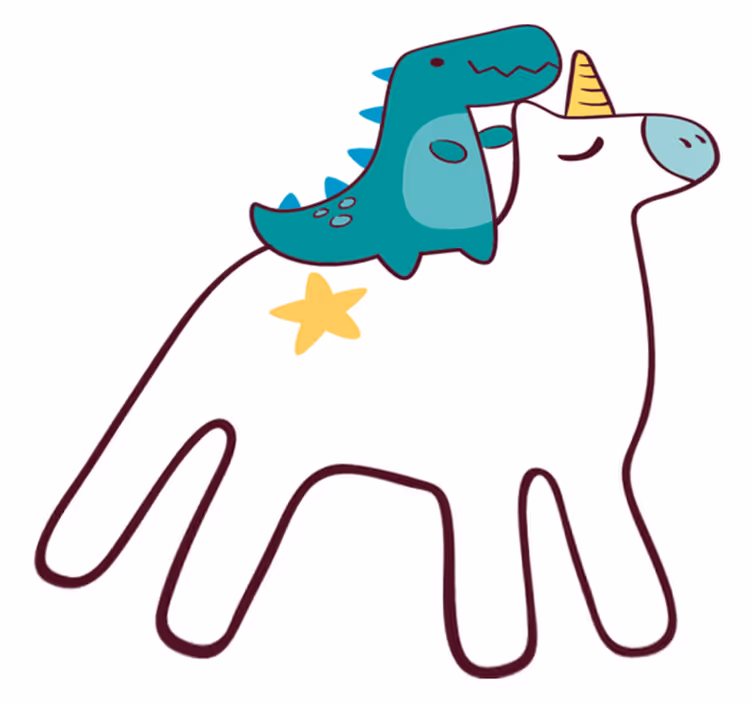 Kids vinyl rug with unicorn and dinosaur design - TenStickers