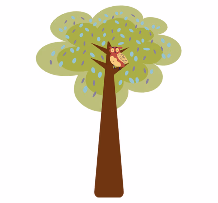 Kids vinyl rug colorful tree with owl design - TenStickers