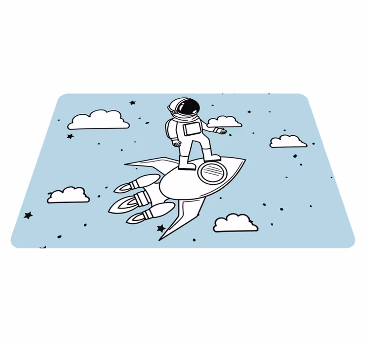 Kids vinyl rug rocket astronaut and stars - TenStickers