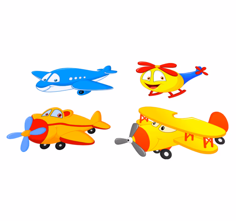 Kids vinyl rug with face planes and helicopters - TenStickers