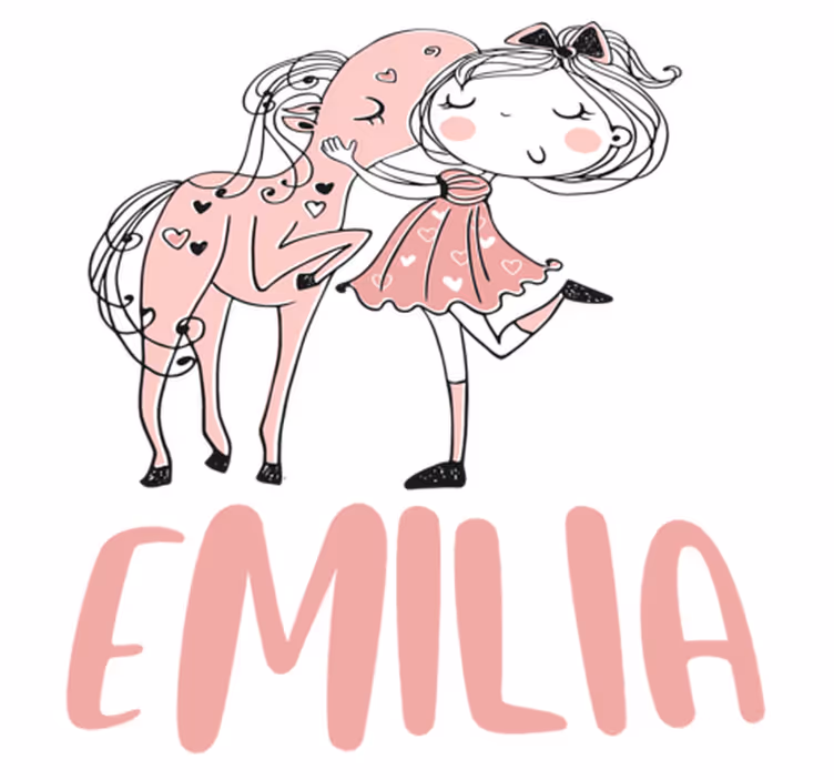 Kids vinyl rug princess in a pink dress with horse - TenStickers