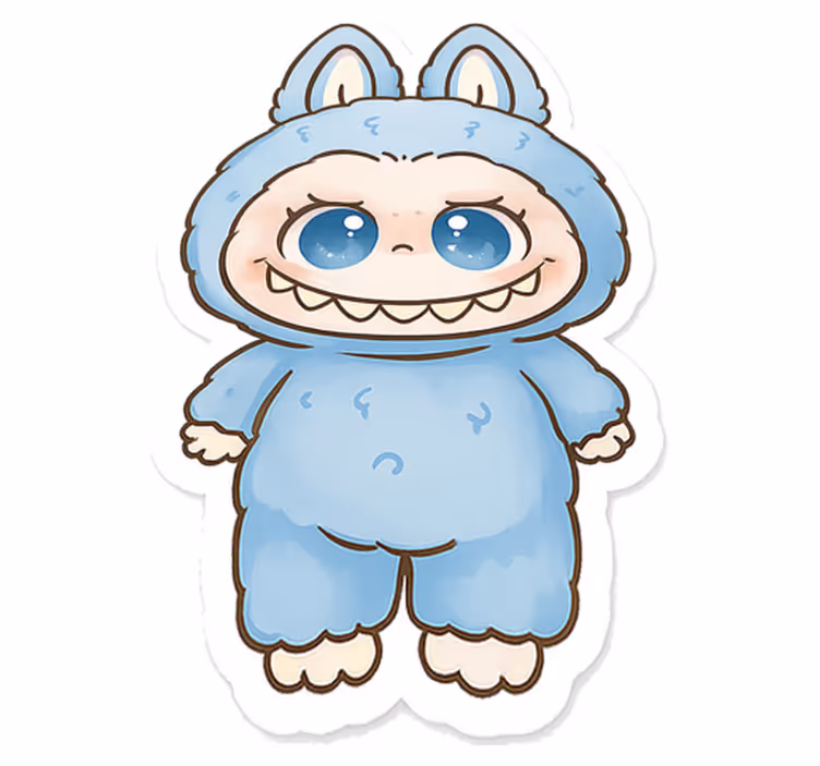 Kids vinyl rug with blue monster doll - TenStickers